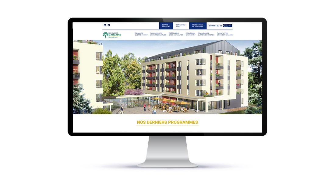 Home page du site investisseur Les Jardins d'Arcadie